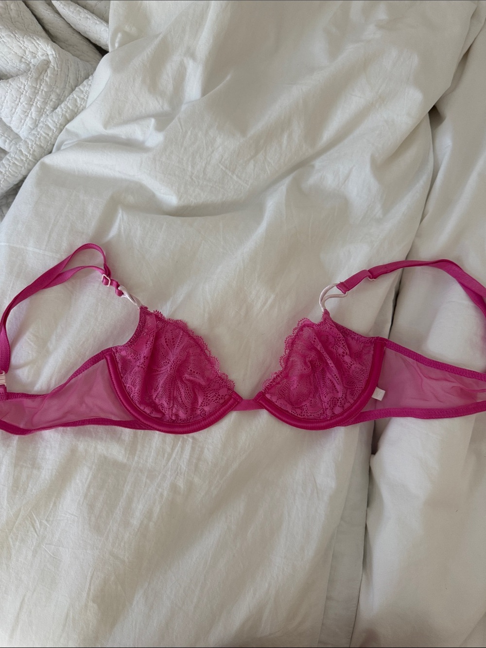 Victoria's Secret Sheer Lace Underwire Bra - Hot Pink